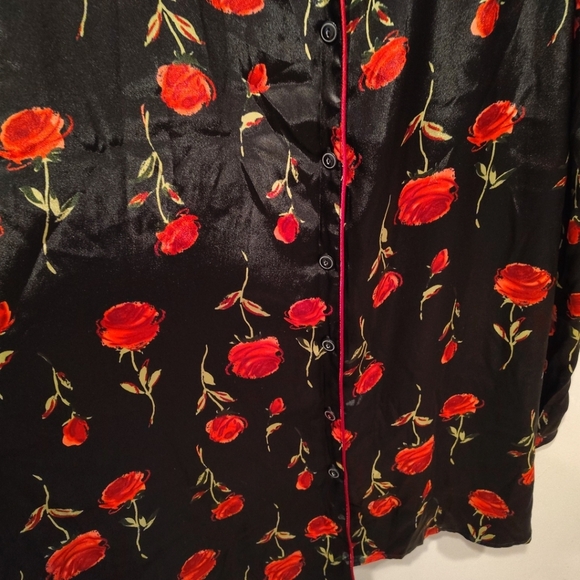 Avenue Body Women's Black Rose Print Nightgown 18/20 Romantic Comfy Lounge Wear - Picture 5 of 6